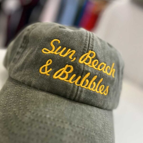 Alternative view of Sun, beach & bubbles